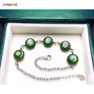 Russian Jasper Bracelets Silver 925 Certified Natural Jasper Lucky Peace Buckle Jade Bracelets High Quality Birthd Gifts