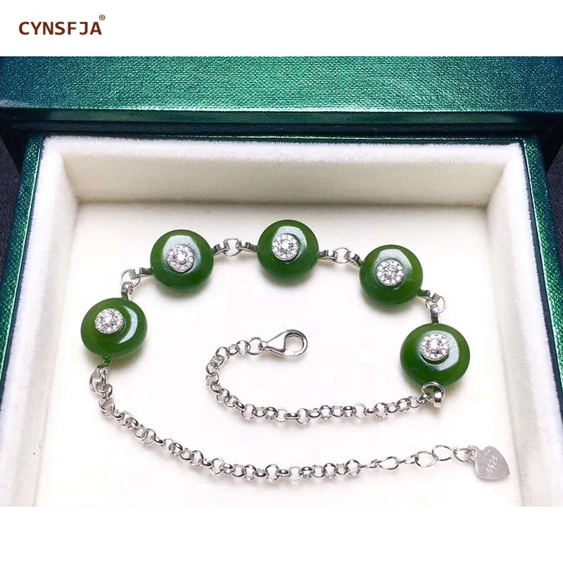 Russian Jasper Bracelets Silver 925 Certified Natural Jasper Lucky Peace Buckle Jade Bracelets High Quality Birthd Gifts
