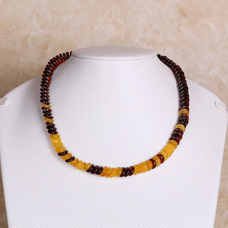 Russian Natural Amber Gold Cooper Necklace Necklace Chain Clavicle Chain With Shapeless Treasure Without Pressing Fidelity