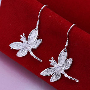S-E009 dragonfly 925 jewelry silver plated earrings,fashion/classic jewelry, Nickle free,antiallergic,
