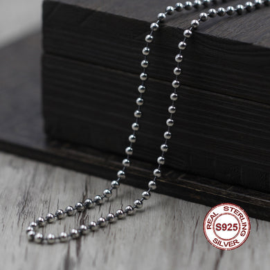 Collana in argento sterling da uomo S925 Classici della personalità Serie retrò semplice e generosa Catena di maglione con perline rotonde Invia un regalo 