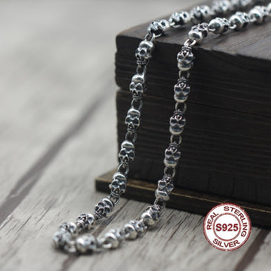 S925 Men's Sterling Silver Necklace Personality classics Simple and generous retro series Skeleton modeling chain Send a gift