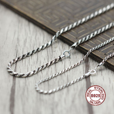 S925 Men's Sterling Silver Necklace Personality classics Simple and generous retro series Twist twist shape Send a gift to love