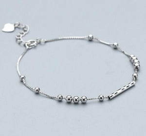 S925 Silver Bracelet Women Fashion Simple Glossy Tile Bracelet HB07