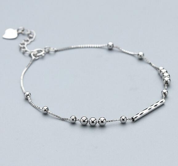 S925 Silver Bracelet Women Fashion Simple Glossy Tile Bracelet HB07