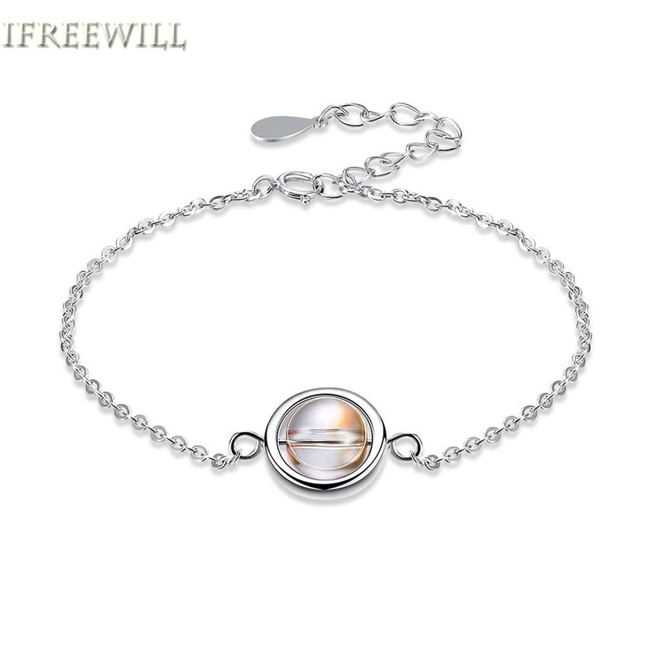S925 Silver Bracelet for Woman Ornaments Customized Element round Crystal Bracelet
