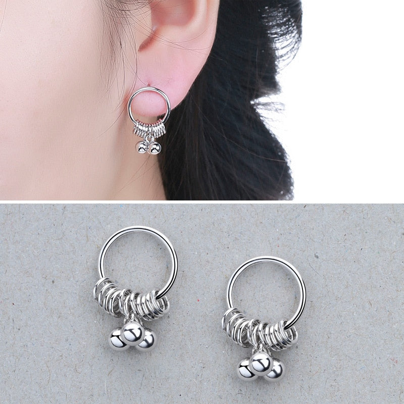 S925 Silver Much Circle Hanging More Bead Earrings The European And American Fashion Wholesale Joker Silver Ornament