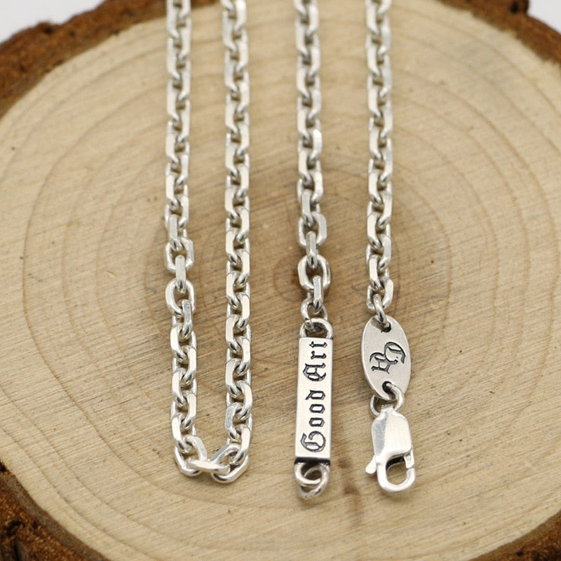 S925 Sterling Silver Cherry Necklace Simple Retro Thai Silver Rope Clavicle Chain Men And Women Pendants Hanging Chain Wholesale