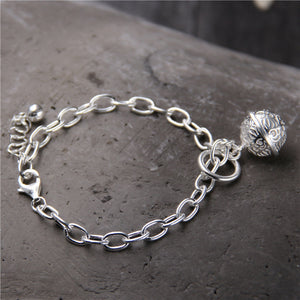 S925 Sterling Silver Fashion Personality Bell Bracelet Silver Simple Extension Of The Chain Women Wristband