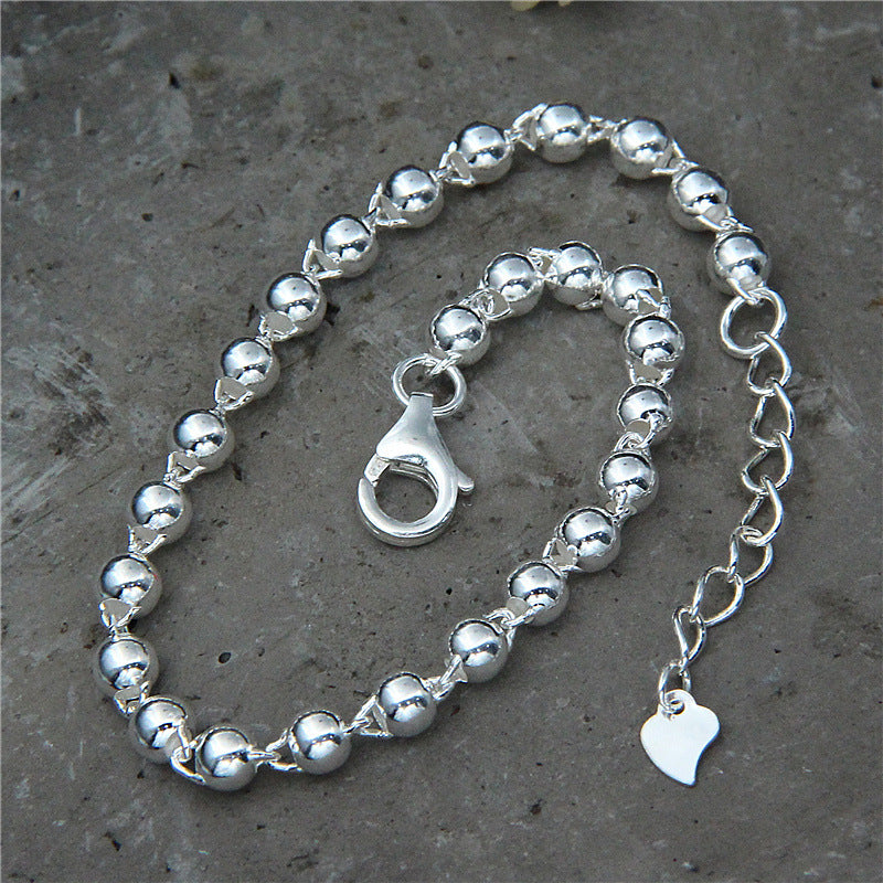 S925 Sterling Silver Retro Thai Silver 4MM Beads Bracelet Fashion Jewelry Men And Women Vintage Style