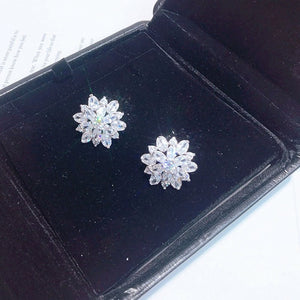 S925 Sterling Silver Stud Earrings Zircon Embellishment Charm Women Party Gift Jewelry Fitting Supply