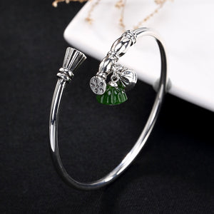 S925 pure silver natural and Tian Biyu lotus lotus seed retro opens the high-end silver female Bracelet wholesale.