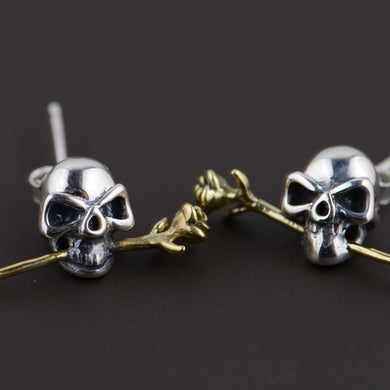 S925 silver lovers personality skull Earrings