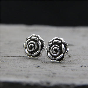 S925Silver original design carved silver earrings earrings