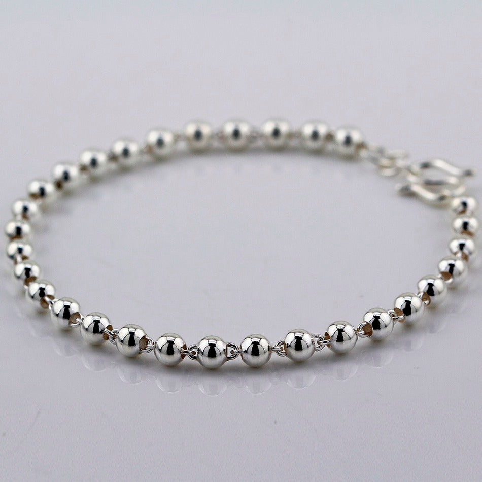 S990 Sterling Silver Beads Bracelets for Women Girls Friends Bracelete Jewelry Pulseira Feminina Pulseras Mujer Bijoux 4MM