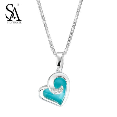 925 Sterling Silver Blue Heart Necklaces Pendant for Women Wedding Romantic Testimony of Love women wedding gift