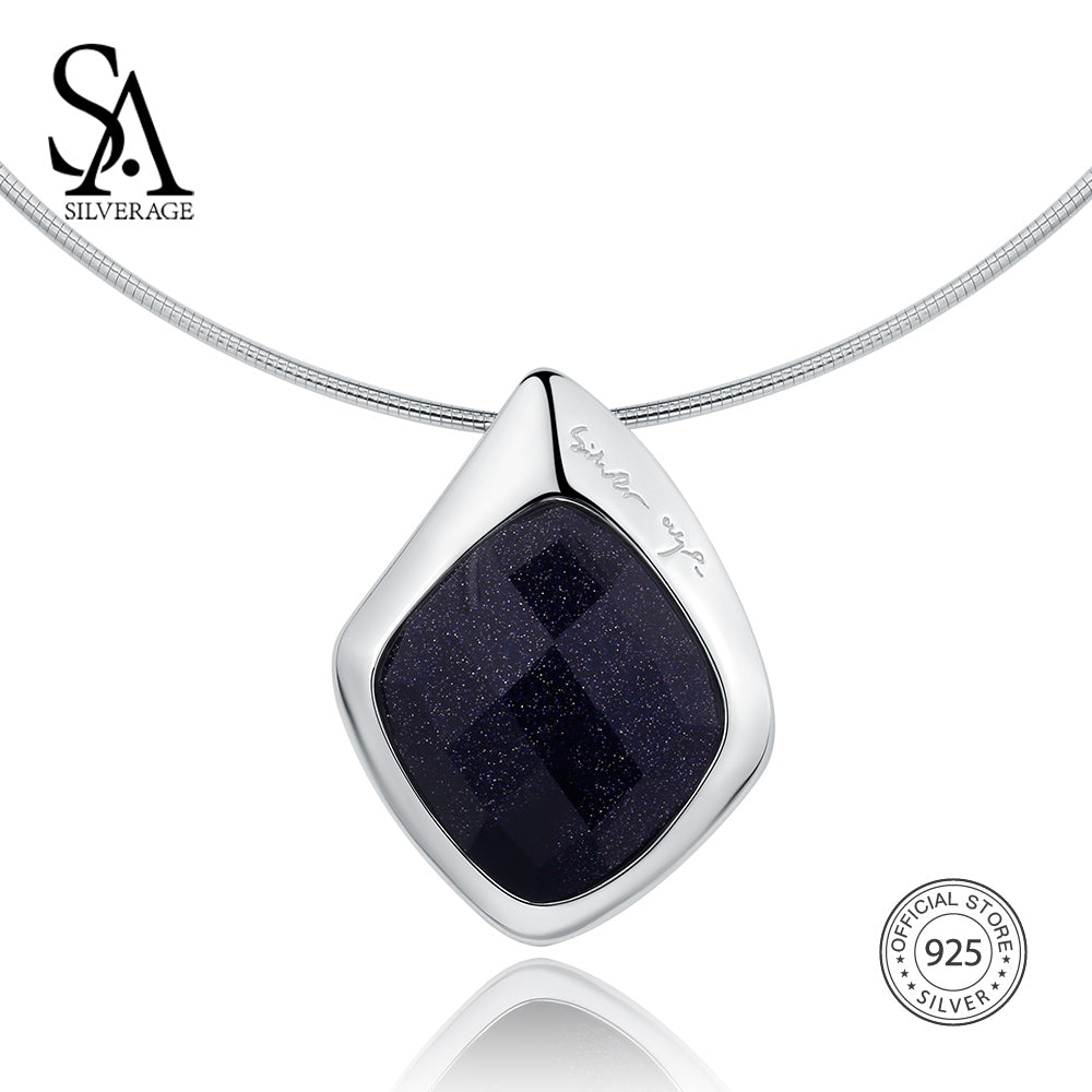 Collana girocollo in argento sterling 925 Collane girocollo con avventurina nera Gioielleria raffinata per le donne 12,58 g / 45 mm * 30 mm 