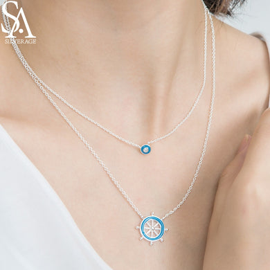 925 Sterling Silver Daughter & Mom Pendant Necklaces for Girls & Women 2018 New Arrivals Cute Rudder Fine Jewelry