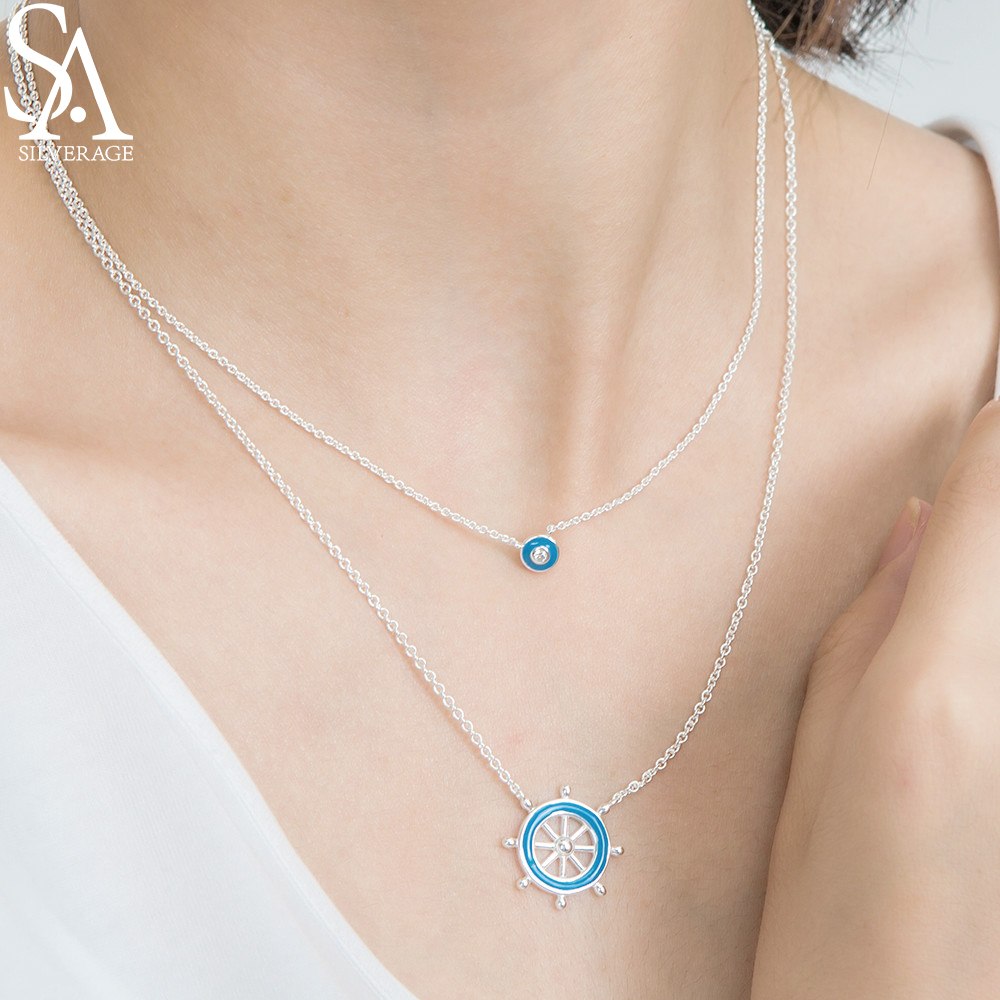 925 Sterling Silver Daughter & Mom Pendant Necklaces for Girls & Women 2018 New Arrivals Cute Rudder Fine Jewelry