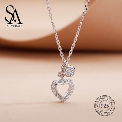 Real 925 Sterling Silver Heart Chokers Necklaces for Women Silver 925 Necklace AAA Zirconia Chain Necklace with Box