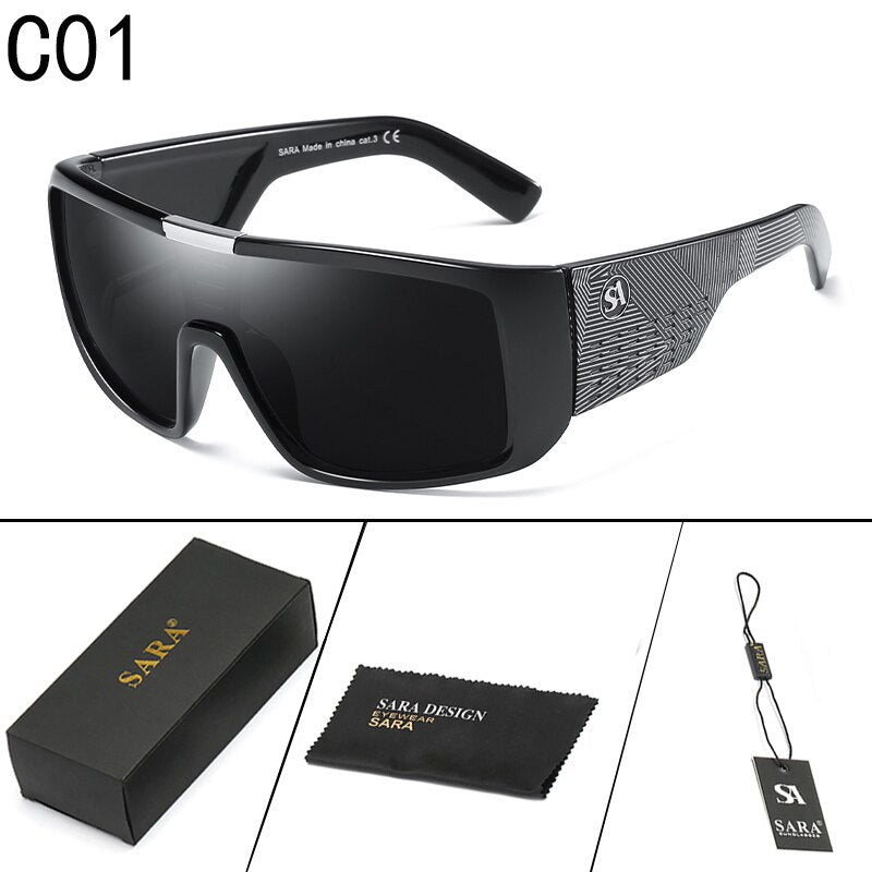SARA 2023 Sport Sunglasses Men Dragon Sunglass Coating Reflective Mirror Glasses Large-Frame Eyewear Female Shades UV400