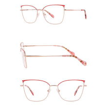 Load image into Gallery viewer, SASAMIA Cat Eye Glasses Frame Metal with Floral Temple Brand Design Woman Glasses Frame Reading Glasses Myopia Optical Glasses