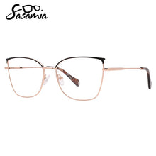 Load image into Gallery viewer, SASAMIA Cat Eye Glasses Frame Metal with Floral Temple Brand Design Woman Glasses Frame Reading Glasses Myopia Optical Glasses