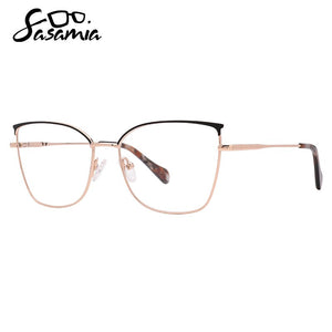 SASAMIA Cat Eye Glasses Frame Metal with Floral Temple Brand Design Woman Glasses Frame Reading Glasses Myopia Optical Glasses
