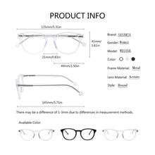 Load image into Gallery viewer, SASAMIA  Transparent Round Glasses Clear Frame Women Spectacle myopia glasses Circle Retro Vintage Women Eyeglass optical