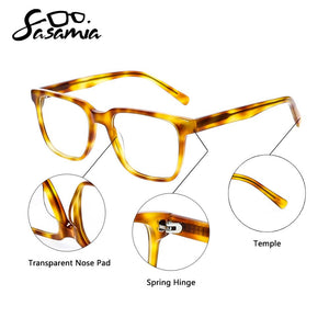 SASAMIA Men Transparent Glasses Frame Myopia Eyeglass Frames Acetate Eyewear Clear Unisex Glasses Frame Optical Frames Fashion