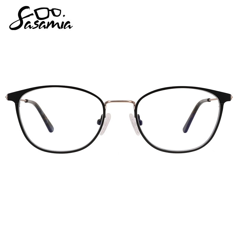 SASAMIA Metal Women Optical Eyewear Frame Stainless Ladies Spectacles Frame Clear Lens Female Frame Optical Prescription Glasses