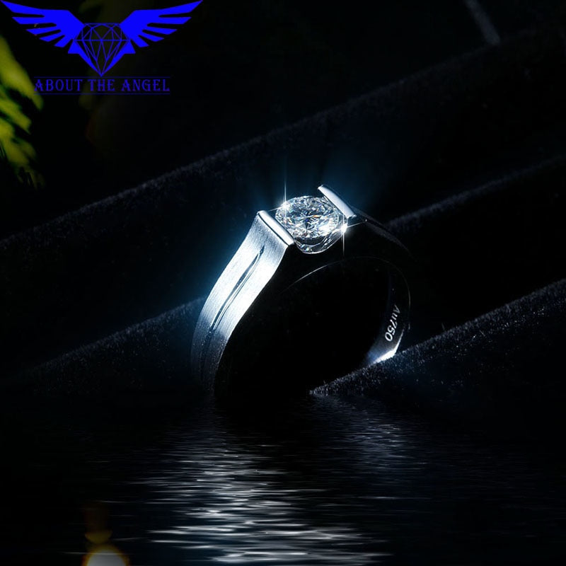 SATIN FINISHED RING/MEN'S RING/MOISSANITE RING/DIAMOND RING FOR MEN 14K WHITE GOLD