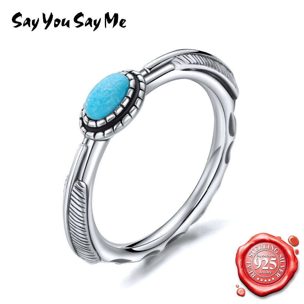925 Sterling Silver Wedding Ring For Women Green Turquoise Gemstone Silver Rings Fine Jewelry Love Gifts