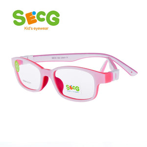 SECG Cute Children Optical Glasses Frame Soft Ultralight Kids Frame Glasses Boys Girls Optic Hyperopia Myopia Strap Prescription