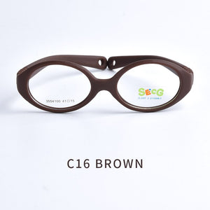 SECG Myopia Optical Round Children Glasses Frame Solid TR90 Rubber Diopter Transparent Kids Glasses Flexible Soft Eyewear