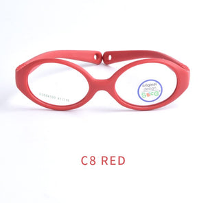 SECG Myopia Optical Round Children Glasses Frame Solid TR90 Rubber Diopter Transparent Kids Glasses Flexible Soft Eyewear