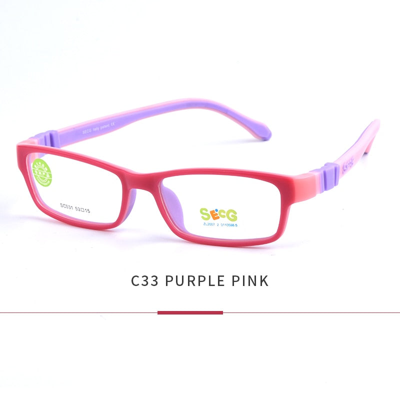 SECG Square Detachable Optiacal kids Frame Spectacle Childrne Frames Myopia Hyperopia Oculos Prescription Glasses No Screw