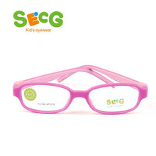 Load image into Gallery viewer, SECG Square Detachable Soft Kids Glasses Frame Flexible Students Solid Silicone Children Glasses Optical Eyeglasses Lunette