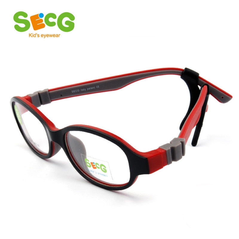 SECG TR90 Ultralight Soft Flexible Safety Kid Children Frame Glasses Optical Eyeglass Oculos Rubber Boys Girls Rubber Band
