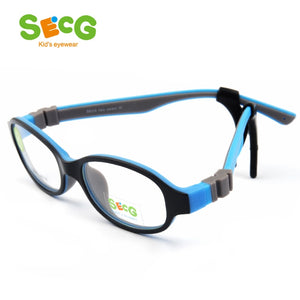 SECG TR90 Ultralight Soft Flexible Safety Kid Children Frame Glasses Optical Eyeglass Oculos Rubber Boys Girls Rubber Band