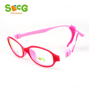 SECG TR90 Ultralight Soft Flexible Safety Kid Children Frame Glasses Optical Eyeglass Oculos Rubber Boys Girls Rubber Band