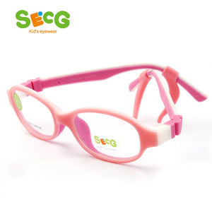 SECG TR90 Ultralight Soft Flexible Safety Kid Children Frame Glasses Optical Eyeglass Oculos Rubber Boys Girls Rubber Band