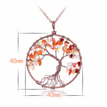 Load image into Gallery viewer, 7 Chakra Tree Of Life Pendant Necklace Copper Crystal Natural Stone Necklace Quartz Stones Pendants Women Christmas Gift