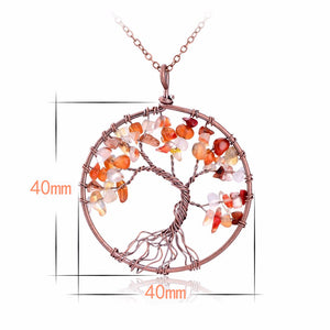 7 Chakra Tree Of Life Pendant Necklace Copper Crystal Natural Stone Necklace Quartz Stones Pendants Women Christmas Gift