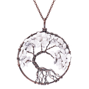 7 Chakra Tree Of Life Pendant Necklace Copper Crystal Natural Stone Necklace Quartz Stones Pendants Women Christmas Gift
