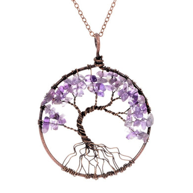 7 Chakra Tree Of Life Pendant Necklace Copper Crystal Natural Stone Necklace Quartz Stones Pendants Women Christmas Gift