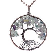 Load image into Gallery viewer, 7 Chakra Tree Of Life Pendant Necklace Copper Crystal Natural Stone Necklace Quartz Stones Pendants Women Christmas Gift