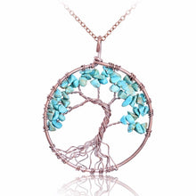 Load image into Gallery viewer, 7 Chakra Tree Of Life Pendant Necklace Copper Crystal Natural Stone Necklace Quartz Stones Pendants Women Christmas Gift