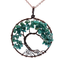 Load image into Gallery viewer, 7 Chakra Tree Of Life Pendant Necklace Copper Crystal Natural Stone Necklace Quartz Stones Pendants Women Christmas Gift