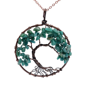 7 Chakra Tree Of Life Pendant Necklace Copper Crystal Natural Stone Necklace Quartz Stones Pendants Women Christmas Gift